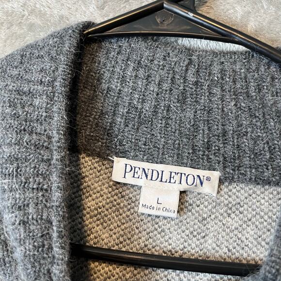 Pendleton‎ Cheetah Print Lambs Wool Angora Full Zip Sweater Jacket Size Large - Picture 6 of 7